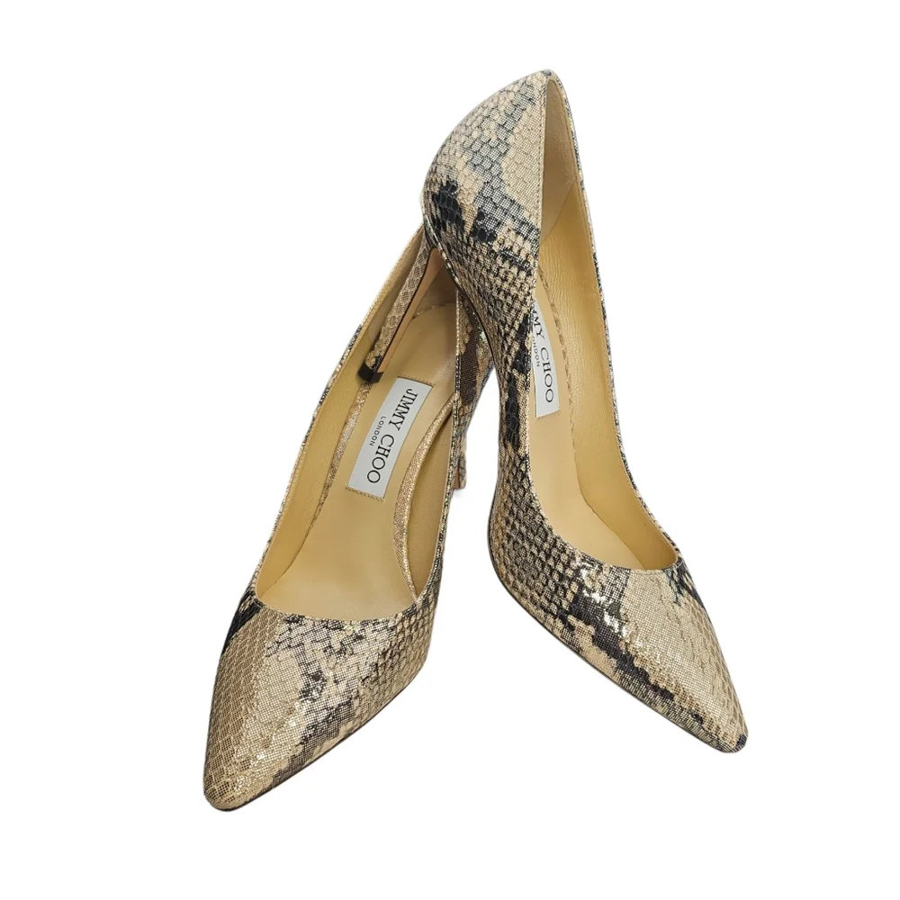 ❤️SPECIAL❤️NWT.JIMMY CHOO Romy 85 In Metallic Snakeprint Leather - Picture 6 of 13